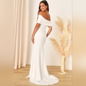 Lulus | Exceptional Romance White Off-Shoulder Mermaid Maxi Dress | Bridal Gown